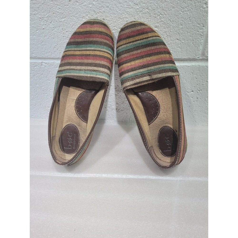 BOC Espadrille Flats Slip On Shoes Striped Born Concepts 7.5 C87223